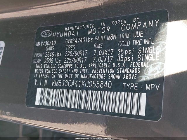 Hyundai Tucson Value 2019 KM8J3CA41KU055840 Image 9