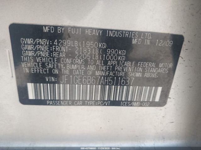 2010 SUBARU IMPREZA JF1GE6B67AH511637 Photo 8