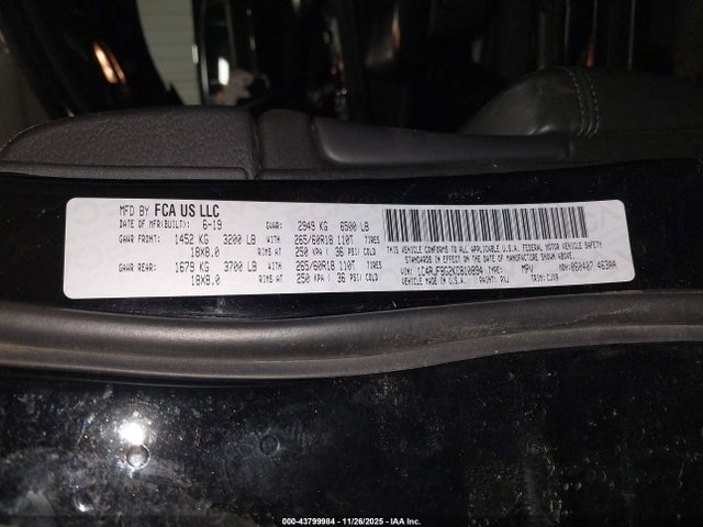 43799984 :رقم المزاد ، 1C4RJFBG2KC810894 vin ، 2019 Jeep Grand Cherokee Limited 4x4 مزاد بيع