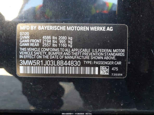 2020 BMW 330I 3MW5R1J03L8B44830 Photo 8