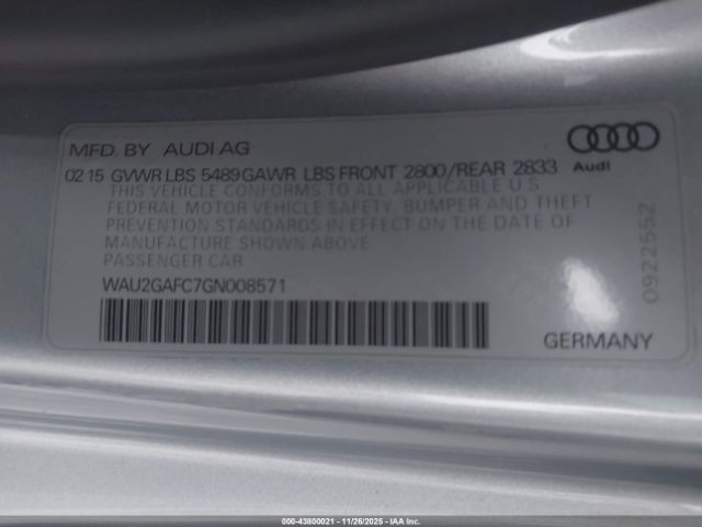 2016 AUDI A7 WAU2GAFC7GN008571 Photo 8