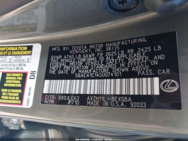 2025 LEXUS ES 300H 58AEA1C14SU074101 Photo 8
