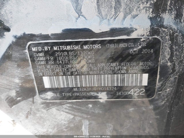 Mitsubishi MIRAGE DE 2015 ML32A3HJ4FH014324 Image 9
