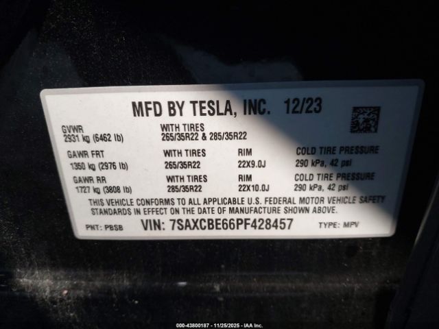 2023 TESLA MODEL X 7SAXCBE66PF428457 Photo 8