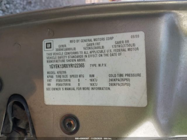 2000 CADILLAC ESCALADE 1GYEK13RXYR122365 Photo 8