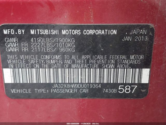 2013 MITSUBISHI LANCER SPORTBACK JA32X8HW9DU019364 Photo 8