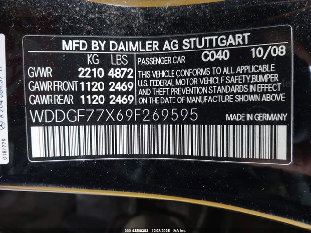 2009 MERCEDES-BENZ C 63 AMG WDDGF77X69F269595 Photo 8