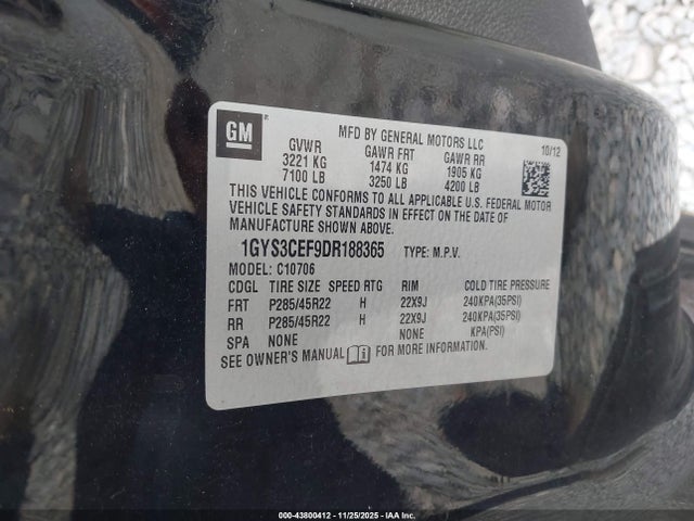 2013 CADILLAC ESCALADE 1GYS3CEF9DR188365 Photo 8