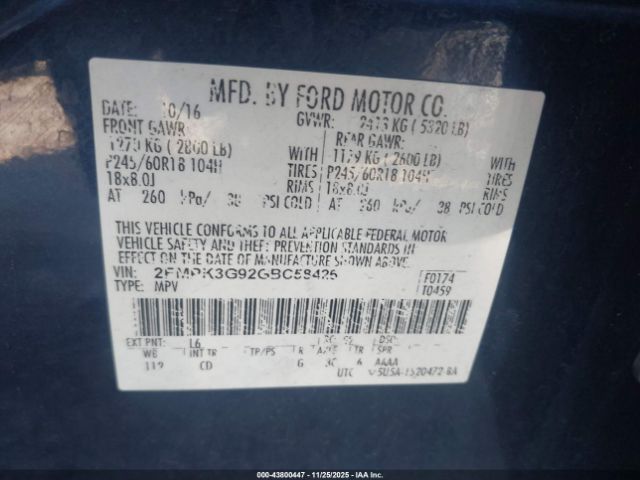 2016 FORD EDGE 2FMPK3G92GBC58426 Photo 8