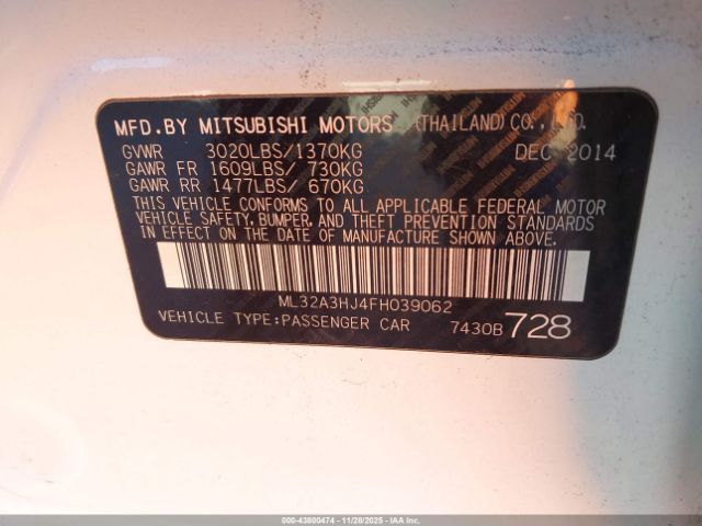 2015 MITSUBISHI MIRAGE ML32A3HJ4FH039062 Photo 8