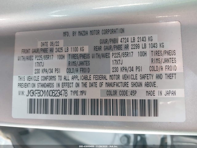 2022 MAZDA CX-5 JM3KFBCMXN0623478 Photo 8