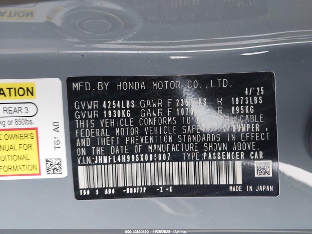 JHMFL4H99SX005007 Honda Civic Hybrid Sport Touring