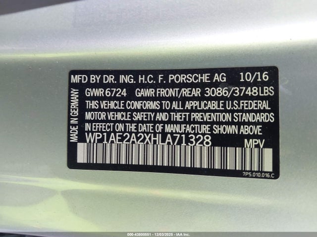 2017 PORSCHE CAYENNE E-HYBRID WP1AE2A2XHLA71328 Photo 8