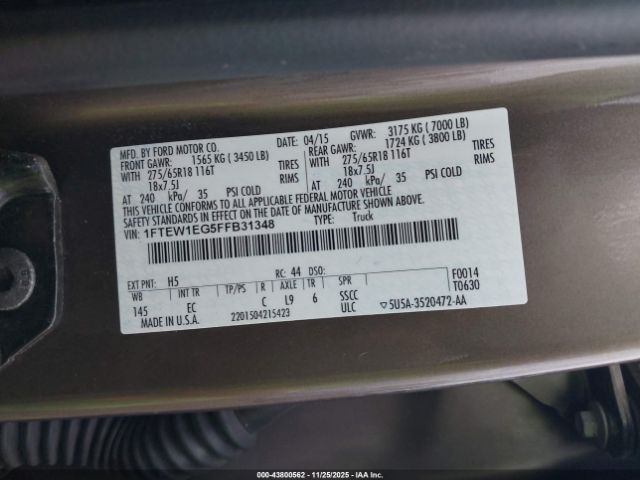 2015 FORD F-150 1FTEW1EG5FFB31348 Photo 8