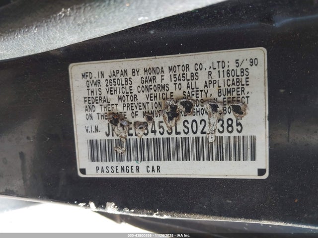 1990 HONDA CIVIC JHMED8453LS022385 Photo 8