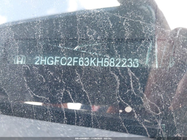 Aukcja sprzedaży 2019 Honda Civic Lx, vin: 2HGFC2F63KH582233, numer aukcji: 43800637