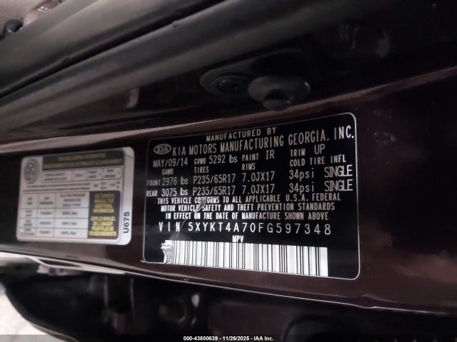 2015 KIA SORENTO 5XYKT4A70FG597348 Photo 8