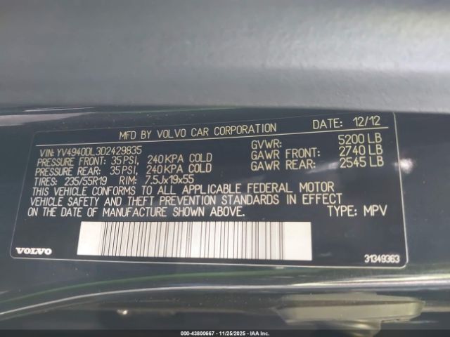 2013 VOLVO XC60 YV4940DL3D2429835 Photo 8