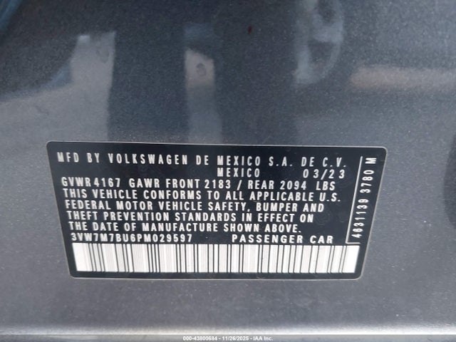 3VW7M7BU6PM029597 Volkswagen Jetta 1.5t Se