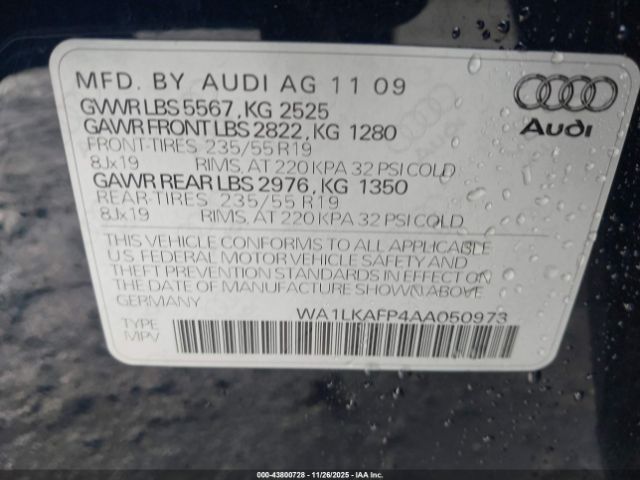 2010 AUDI Q5 WA1LKAFP4AA050973 Photo 8