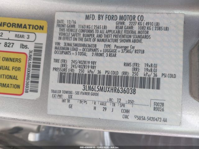 2017 LINCOLN MKZ HYBRID 3LN6L5MUXHR636038 Photo 8