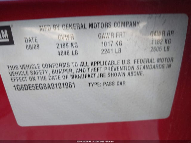 2010 CADILLAC CTS 1G6DE5EG8A0101961 Photo 8