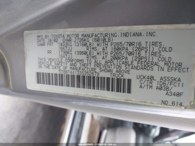 2003 TOYOTA TUNDRA 5TBBT44133S352879 Photo 8