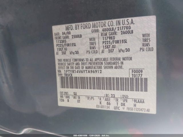 2000 FORD RANGER 1FTYR14V6YTA96912 Photo 8