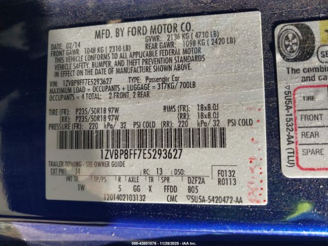 2014 FORD MUSTANG 1ZVBP8FF7E5293627 Photo 8