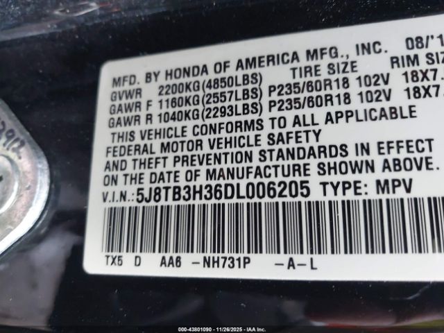 2013 ACURA RDX 5J8TB3H36DL006205 Photo 8