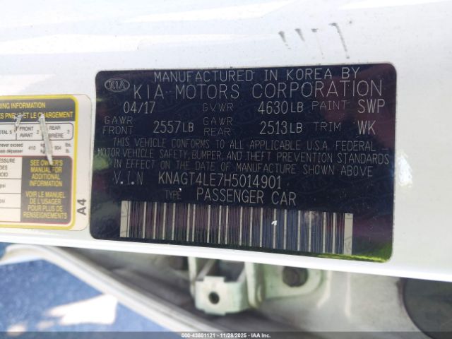 2017 KIA OPTIMA HYBRID KNAGT4LE7H5014901 Photo 8