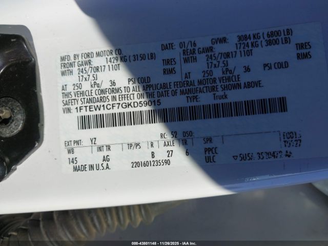 2016 FORD F-150 1FTEW1CF7GKD59015 Photo 8