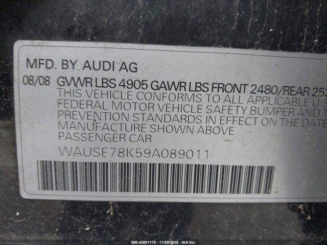 2009 AUDI A4 WAUSF78K59A089011 Photo 8