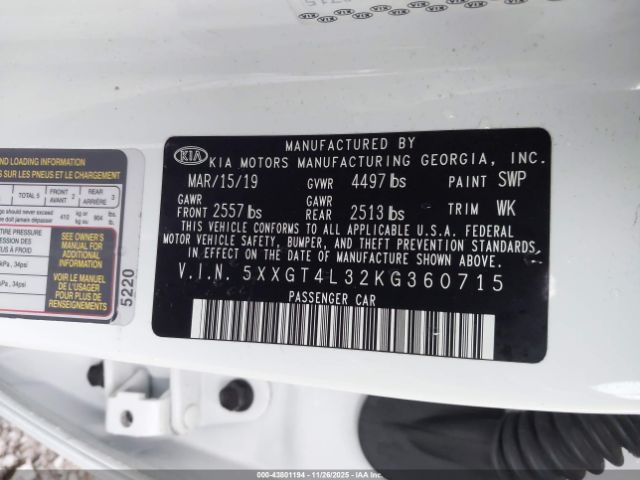 2019 KIA OPTIMA 5XXGT4L32KG360715 Photo 8