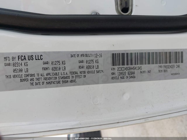 2C3CDXBG8HH541345 Dodge Charger Se Rwd