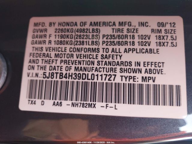 2013 ACURA RDX 5J8TB4H39DL011727 Photo 8