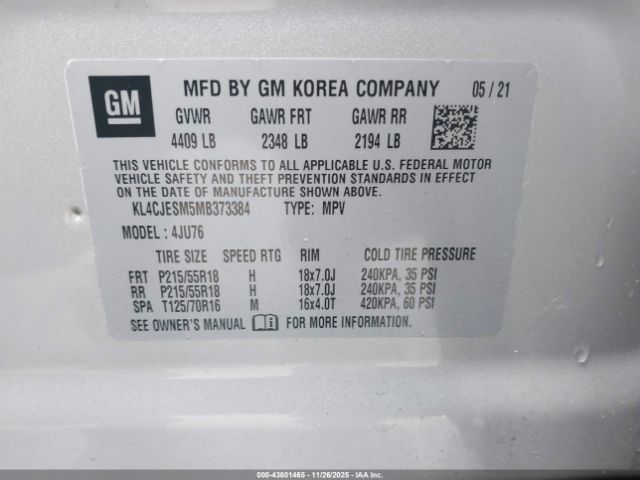 2021 BUICK ENCORE KL4CJESM5MB373384 Photo 8