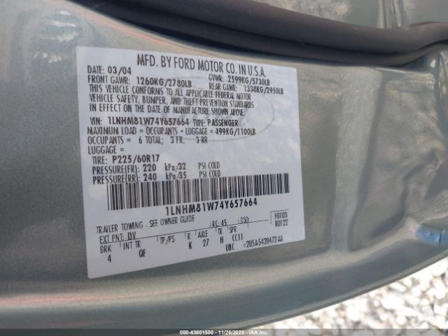 2004 LINCOLN TOWN CAR 1LNHM81W74Y657664 Photo 8