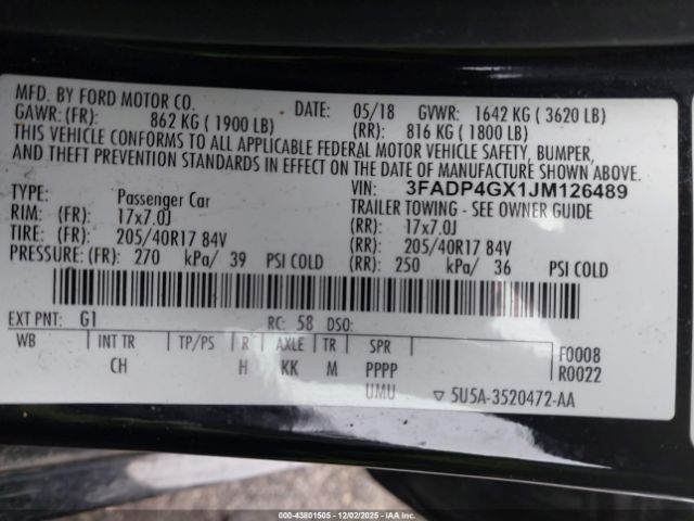 2018 FORD FIESTA 3FADP4GX1JM126489 Photo 8