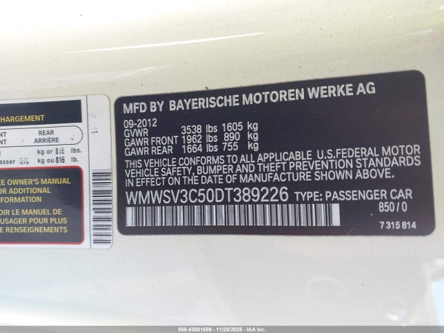 2013 MINI HARDTOP WMWSV3C50DT389226 Photo 8