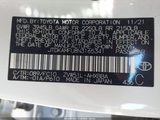 2022 TOYOTA PRIUS JTDKAMFU8N3165341 Photo 8