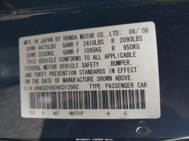 2009 ACURA TSX JH4CU26609C012992 Photo 8