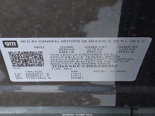2022 CHEVROLET EQUINOX 3GNAXKEV3NS246452 Photo 8