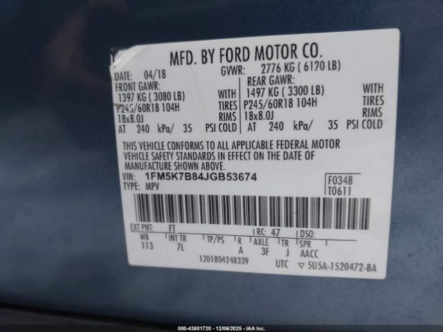 2018 FORD EXPLORER 1FM5K7B84JGB53674 Photo 8