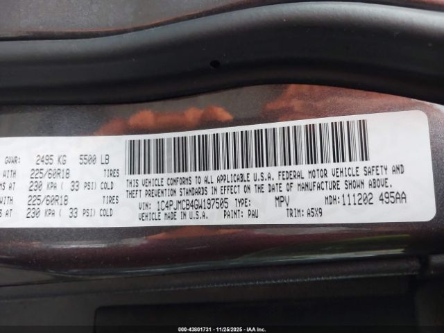 2016 JEEP CHEROKEE 1C4PJMCB4GW197505 Photo 8