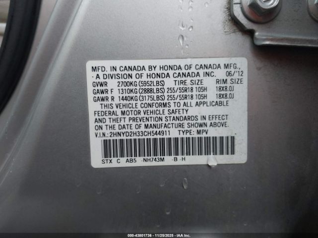 2012 ACURA MDX 2HNYD2H33CH544911 Photo 8
