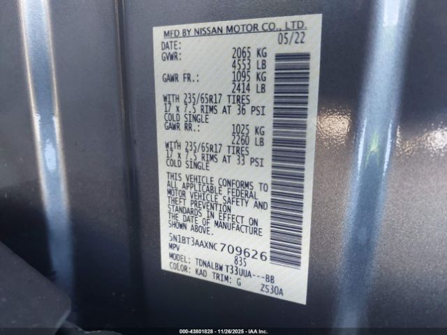 2022 NISSAN ROGUE 5N1BT3AAXNC709626 Photo 8