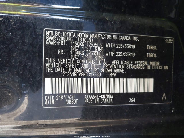 Toyota Rav4 Xle Premium 2022 2T3A1RFV8NC323760 Image 9