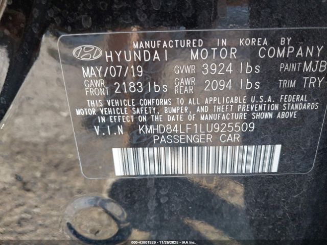 2020 HYUNDAI ELANTRA KMHD84LF1LU925509 Photo 8
