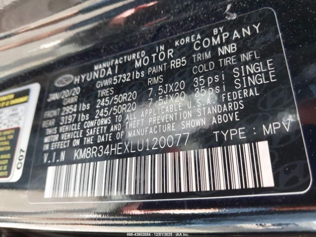 2020 HYUNDAI PALISADE KM8R34HEXLU120077 Photo 8